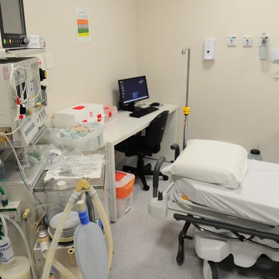 CAXIAS DO SUL, RS, BRASIL, 14/03/2023. Novo centro de endoscopia do Hospital Virvi Ramos, em Caxias do Sul. Na foto, sala utilizada para os procedimentos de endoscopia. (Bruno Todeschini/Agência RBS)Indexador: BTK<!-- NICAID(15374785) -->