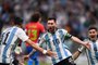 Lionel Messi, da Argentina, faz o primeiro gol contra o México em partida pela Copa do Mundo.<!-- NICAID(15277686) -->