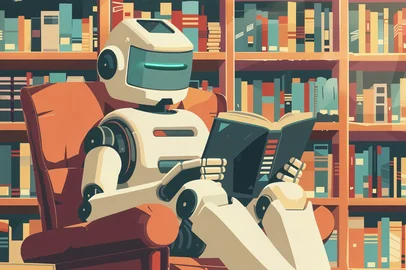 robô lendo livros<!-- NICAID(16347091) -->