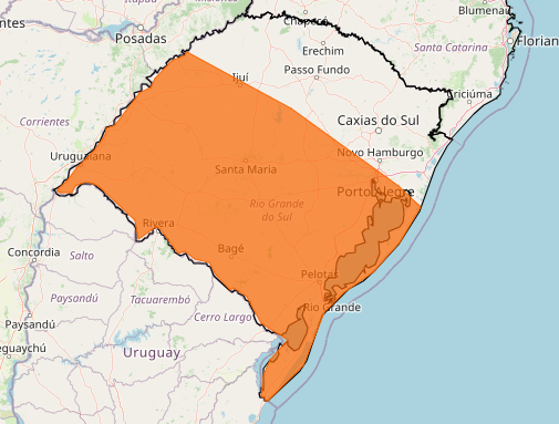 RS tem alerta de perigo para tempestade com chuva e vento de at&eacute; 100 km/h no fim de semana