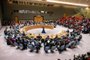 A wide view of the Security Council meeting on the situation in the Middle East, including the Palestinian question. The Council voted on a draft resolution on the situation in the Middle East. The Resolution expressed grave concern at the escalation of violence and the deterioration of the situation, in particular the resulting heavy civilian casualties; and emphasized that the Israeli and Palestinian civilian population must be protected. The resolution received five votes in favour (China, Gabon, Mozambique, Russian Federation, United Arab Emirates), four against (France, Japan, United Kingdom and United States) and six abstentions. It was not adopted having failed to obtain the required number of votes.<!-- NICAID(15570679) -->