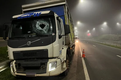 O motorista de um caminhão ficou gravemente ferido após ser atingido por uma pedra na BR-386, em Lajeado,  no Vale do Taquari. O caso aconteceu por volta das 4h40min desta quarta-feira (11) no km 339.<!-- NICAID(16057081) -->