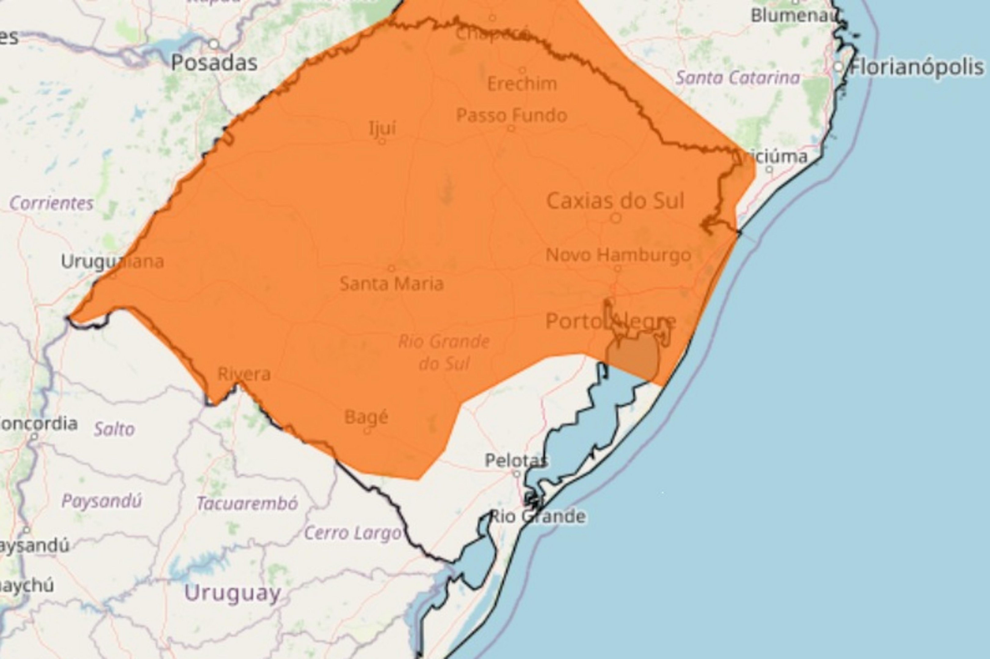 RS tem alerta laranja para tempestade at&eacute; quarta-feira