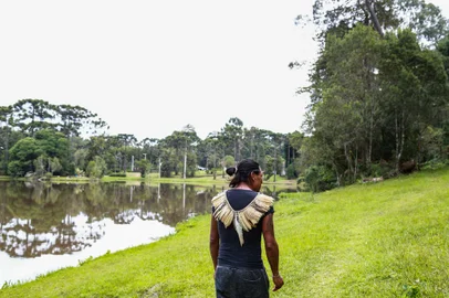 CAXIAS DO SUL, RS, BRASIL, 28/03/2023. Reportagem Indígenas em Canela. Na foto, Márcio Kakupry (Neimar De Cesero/Agência RBS)<!-- NICAID(15405933) -->
