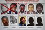 (FILES) A picture taken on May 19, 2020, shows the face of Protais Mpiranya, one of the key suspects in the 1994 Rwandan genocide, and Fulgence Kayishema (bottom L), one of the last four fugitives sought for their role in the 1994 Rwanda genocide, on a wanted poster on the wall at the Genocide Fugitive Tracking Unit office in Kigali, Rwanda. Fulgence Kayishema, one of the last four fugitives sought for their role in the 1994 Rwanda genocide, has been arrested in South Africa, UN investigators said on May 25, 2023. (Photo by Simon Wohlfahrt / AFP)<!-- NICAID(15438161) -->
