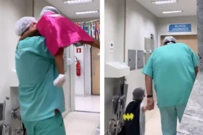 PORTO ALEGRE, RS, BRASIL, 18-04-2025, 10h00: Médico Leanro Brandão Guimarães leva crianças vestidas de super-heróis para cirurgia em Minas Gerais. (Foto: Reprodução/Instagram) <!-- NICAID(16019635) -->