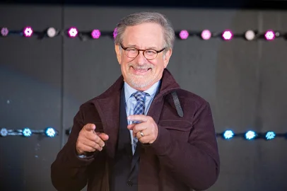 Steven Spielberg em 18 de abril de 2018, em Tóquio, no lançamento do filme Jogador Nº 1<!-- NICAID(14776214) -->