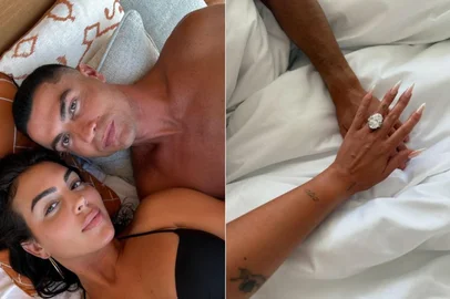 Cristiano Ronaldo e Georgina Rodríguez vão se casar. Nesta segunda-feira (11), a modelo, empresária e influenciadora anunciou o noivado ao publicar uma foto nas redes sociais exibindo um anel de diamantes. <!-- NICAID(16099203) -->