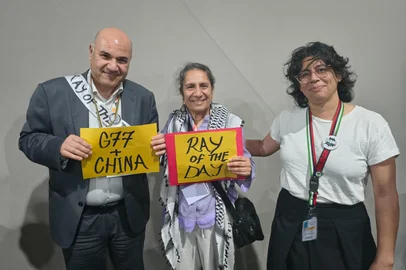 Belem, PA, 11/11/2025. Prêmio Raio do Dia, Ray of the Day, na COP30 COP 30, em Belém. Foto: Climate Action Network / Divulgação<!-- NICAID(16165385) -->