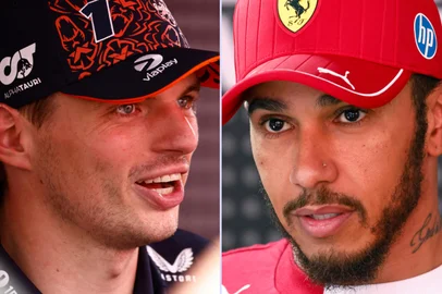 Max Verstappen e Lewis Hamilton, pilotos da F1<!-- NICAID(16089225) -->