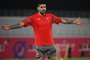 Serbia's forward Aleksandar Mitrovic takes part in a training session at Al Arabi SC in Doha on November 23, 2022, on the eve of the Qatar 2022 World Cup football match between Brazil and Serbia. (Photo by ANDREJ ISAKOVIC / AFP)<!-- NICAID(15274125) -->