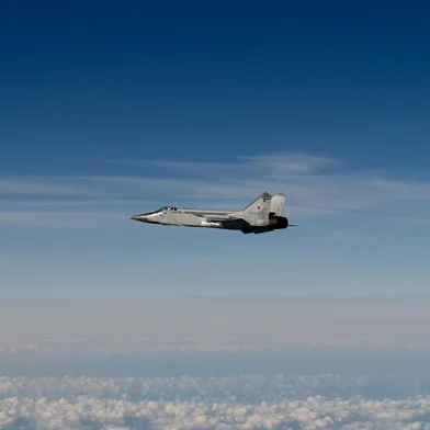 This September 19, 2025 Hand Out image released by the Swedish Airforce shows a Russian MIG-31 fighter jet flying above the Baltic sea after violating Estonian air space. Three Russian MiG-31 fighters violated Estonian airspace over the Gulf of Finland on Friday, Estonia said, triggering complaints of a dangerous new provocation from the EU and NATO. Sweden and Finland scrambled rapid reaction aircraft, a spokesman for the Supreme Headquarters Allied Powers Europe (SHAPE) told reporters. (Photo by Forsvarsmakten / HANDOUT / AFP) / RESTRICTED TO EDITORIAL USE - MANDATORY CREDIT "AFP PHOTO /  SOURCE / BYLINE" - HANDOUT - NO MARKETING NO ADVERTISING CAMPAIGNS - DISTRIBUTED AS A SERVICE TO CLIENTS<!-- NICAID(16128825) -->