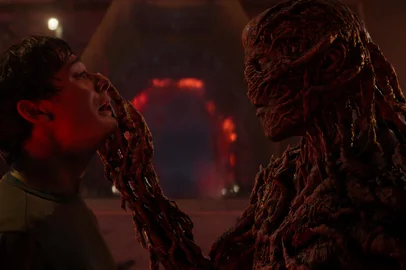 STRANGER THINGS: SEASON 5. (L to R) Noah Schnapp as Will Byers and Jamie Campbell Bower as Vecna in Stranger Things: Season 5. Cr. COURTESY OF NETFLIX Â© 2025<!-- NICAID(16174559) -->