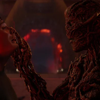 STRANGER THINGS: SEASON 5. (L to R) Noah Schnapp as Will Byers and Jamie Campbell Bower as Vecna in Stranger Things: Season 5. Cr. COURTESY OF NETFLIX Â© 2025<!-- NICAID(16174559) -->