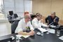 Deputado estadual Joel Wilhelm, secretário nacional da Defesa Civil, Wolnei Barros, e prefeito de Gramado, Nestor Tissot, em reunião em Brasília nesta segunda-feira (27). <!-- NICAID(15610280) -->