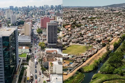 Vista aérea do bairro Auxiliadora e bairro Sarandi, em Porto Alegre