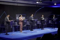PORTO ALEGRE, RS, BRASIL, 09-08-2026: Primeiro debate na TV aberta com candidatos ao Governo do Estado do Rio Grande do Sul é realizado pela Band, na Fiergs. Os candidatos participantes são Gabriel Souza (MDB), Juliana Brizola (PDT), Luciano Zucco (PL) e Marcelo Maranata (PSDB). (Foto: André Ávila/Grupo RBS)Indexador: Andre Avila<!-- NICAID(16343268) -->