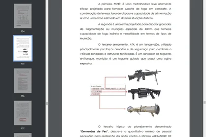 Trecho do inquérito da PF mostra armas de guerra que seriam usadas pelos extremistas para concretizar o plano de assassinato de autoridades