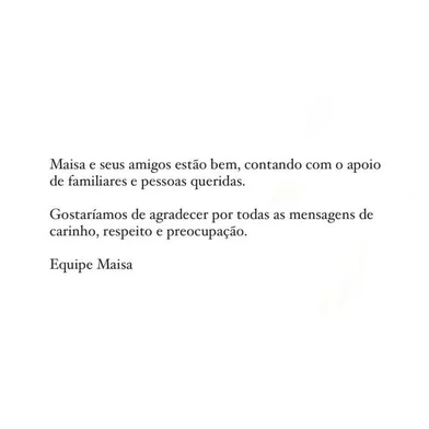 Após incêndio, equipe de Maisa Silva tranquiliza fãs<!-- NICAID(15495589) -->