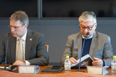 Rafael Prikladnicki, presidente da InvestRS, e Ricardo Neves Pereira, subsecretário da Receita Estadual<!-- NICAID(15924973) -->