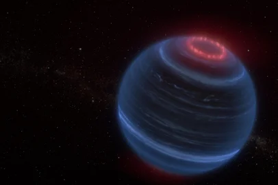 James Webb encontra aurora boreal em planeta anão - Foto: L. Hustak (STScI)/NASA/ESA/CSA/Divulgação<!-- NICAID(15646798) -->