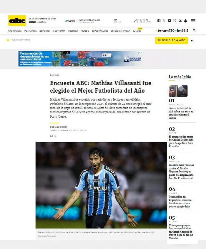 Reprodução / Portal ABC Color Reprodução / Portal ABC Color