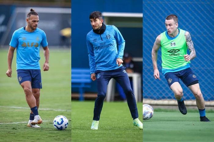 Montagem sobre fotos de Lucas Uebel / Grêmio, Divulgação