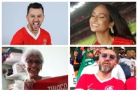 Lelê Bortholacci, Maria Brechane, Eva Gomes e Carpinejar, torcedores do Inter