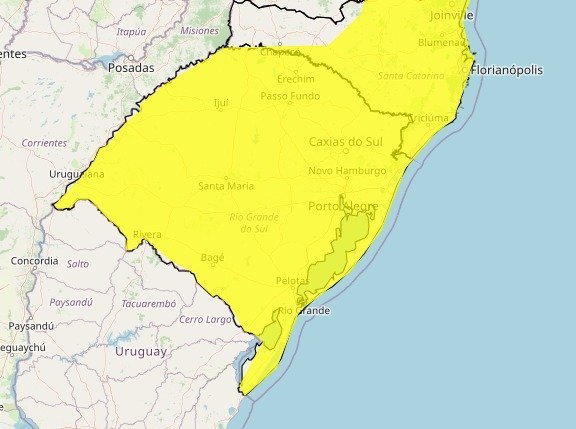 RS tem alerta para "decl&iacute;nio de temperatura" nesta segunda-feira