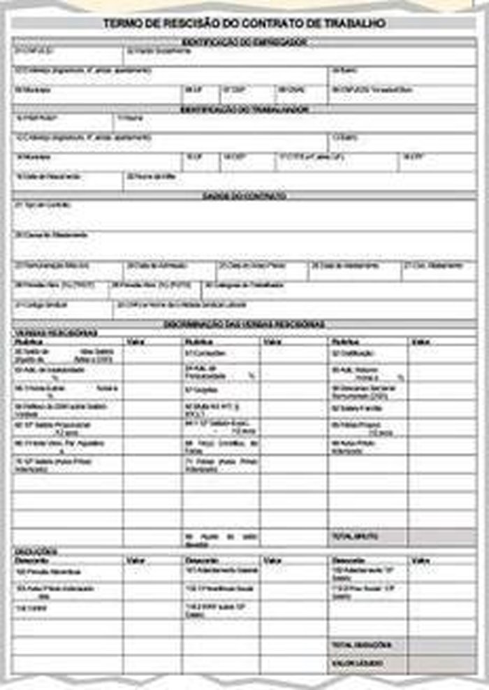 Termo de rescisão de contrato de trabalho Termo de rescisão de contrato de trabalho