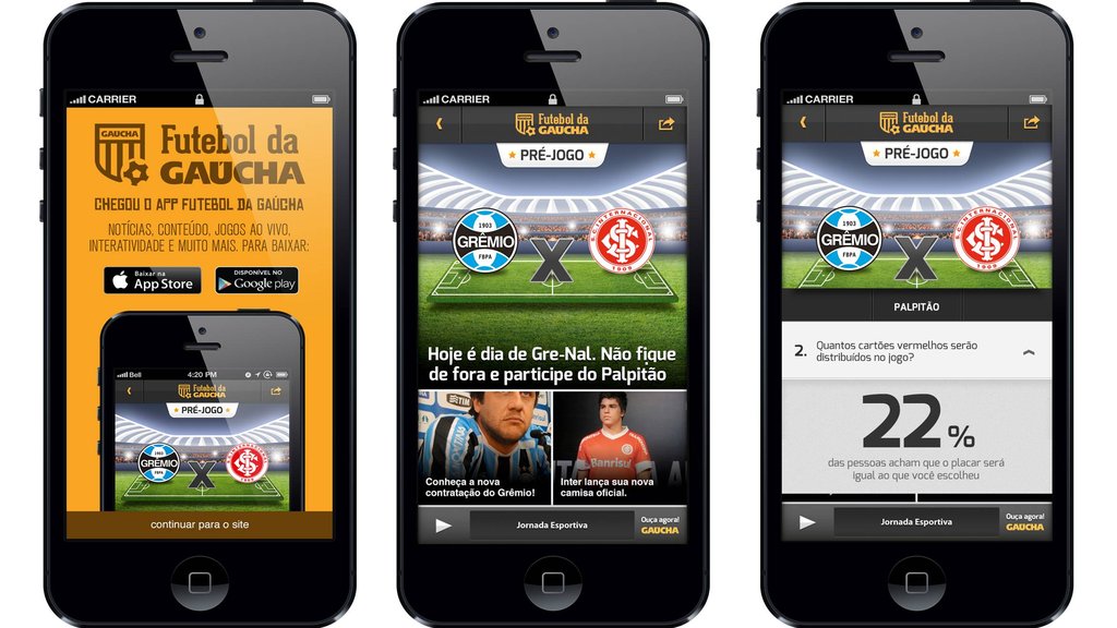 Gaúcha disponibiliza novo aplicativo de futebol para smartphones e