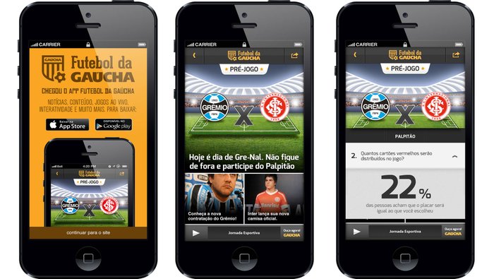 Gaúcha disponibiliza novo aplicativo de futebol para smartphones e tablet