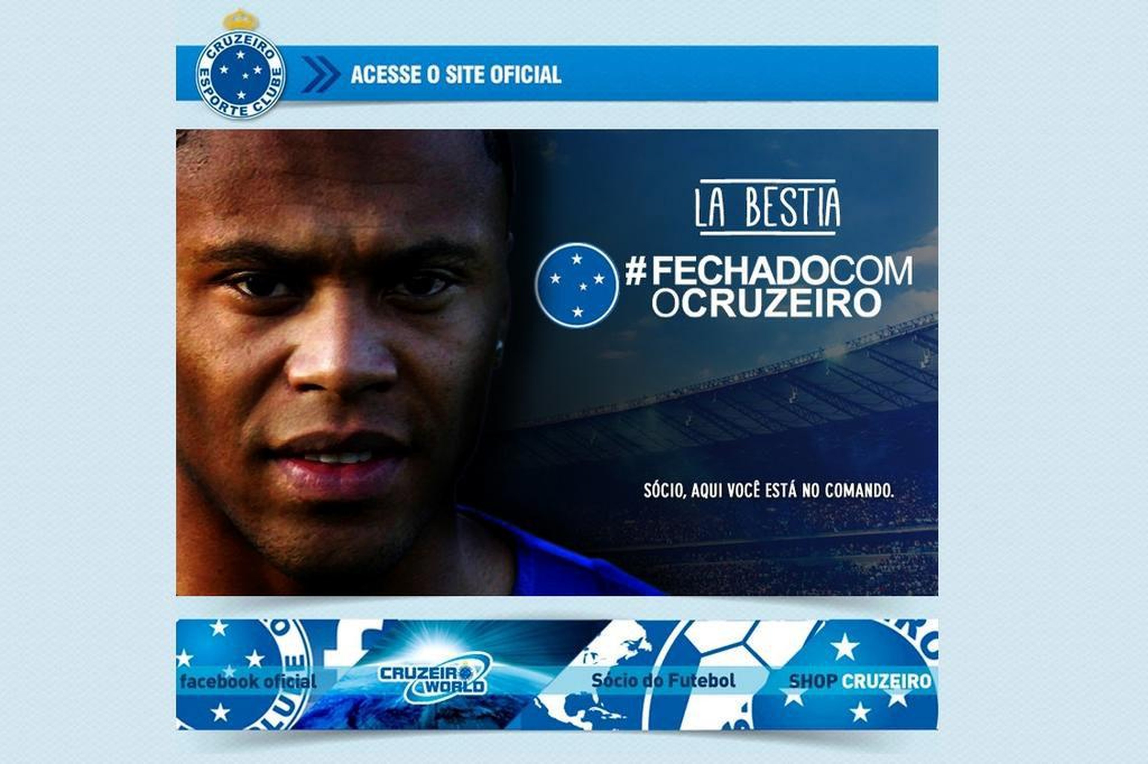 Reprodução/Site oficial Cruzeiro