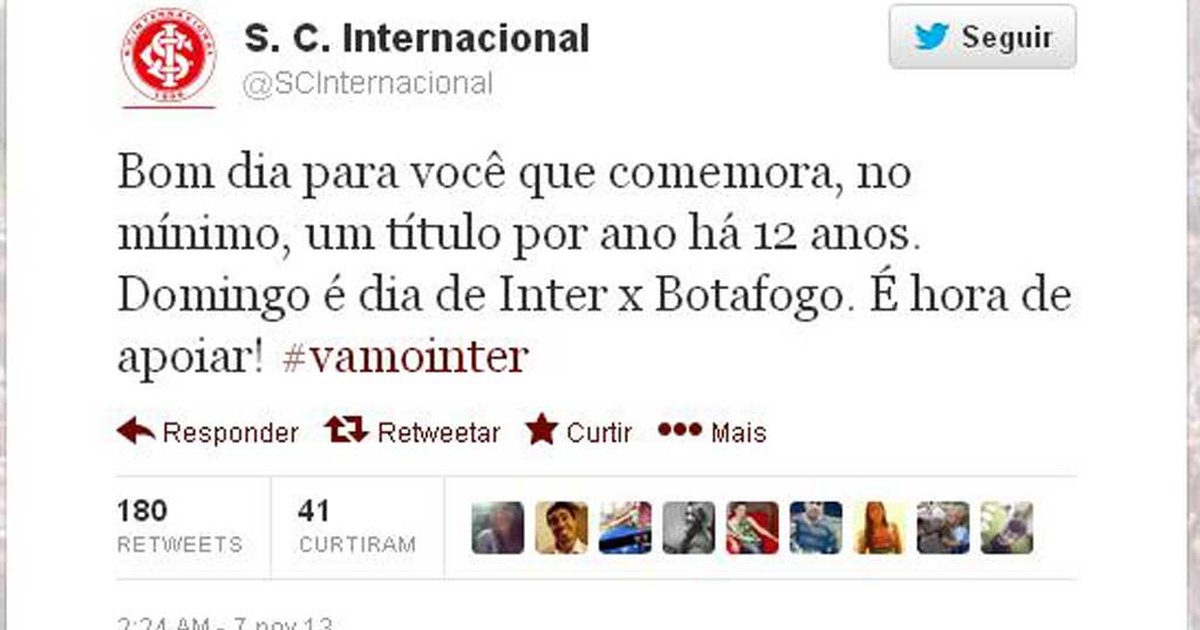 Pelo Twitter Oficial Inter Alfineta O Gremio E Cita Titulos Nos Ultimos 12 Anos Gauchazh