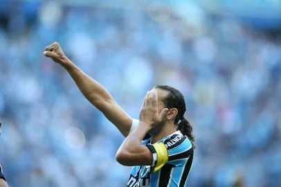  

PORTO ALEGRE, RS, BRASIL - 23-03-2014 - Grêmio e Juventude pelas quartas de final, jogo na Arena do Grêmiol, comemoração do gol, jogador Barcos (FOTO: RICARDO DUARTE/AGÊNCIA RBS, ESPORTE)