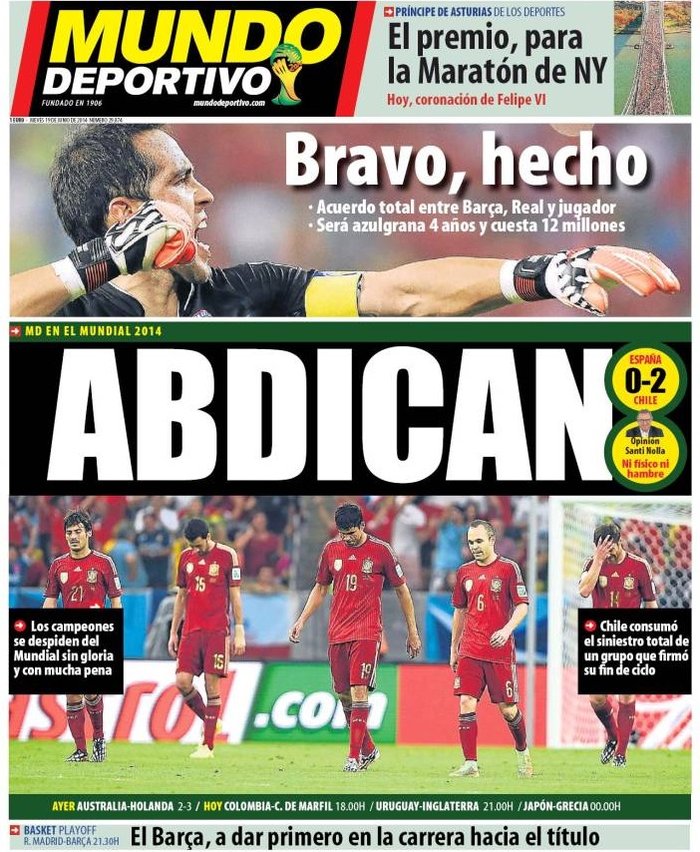 Quem eliminou a Espanha em 2014?