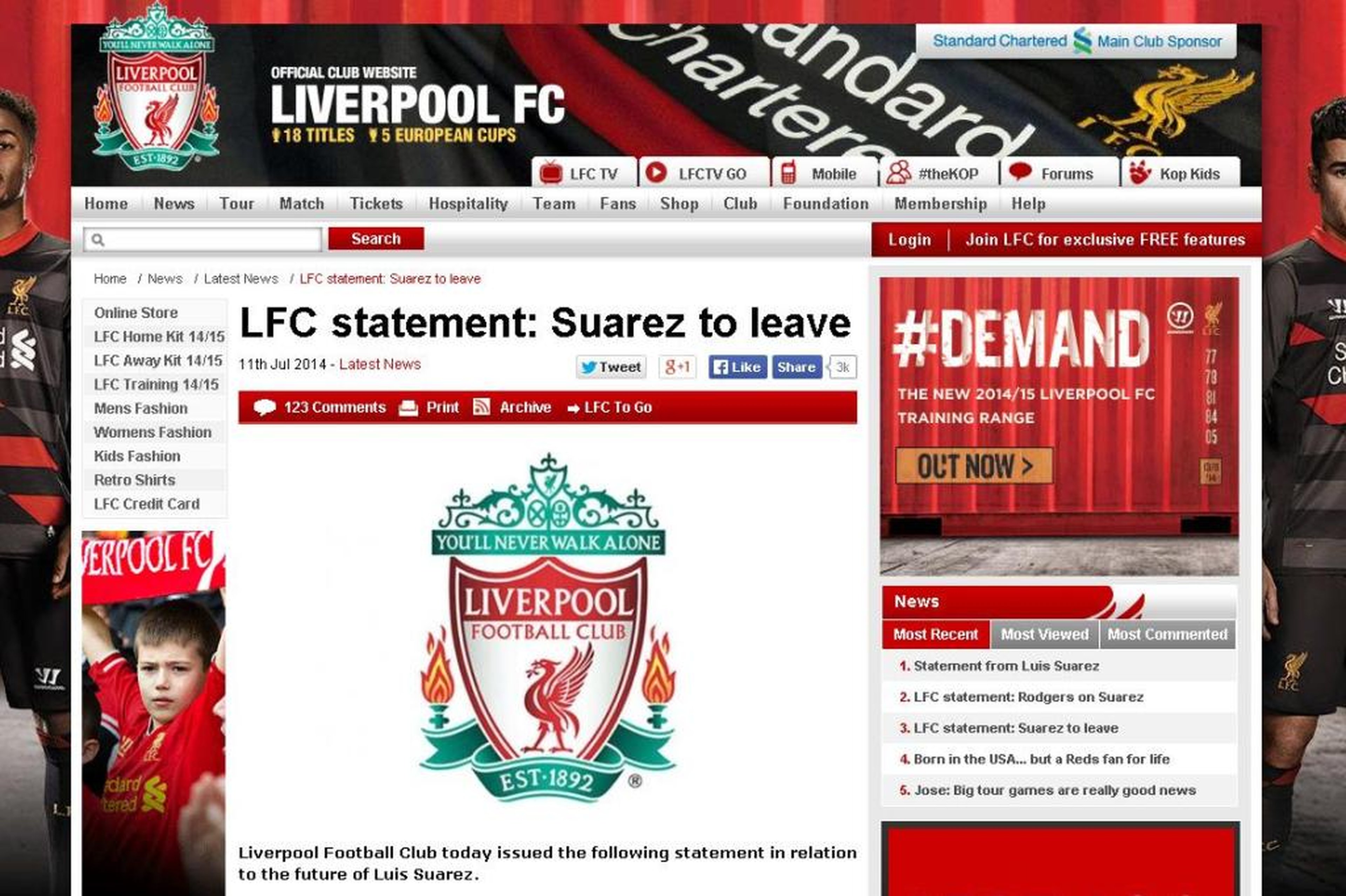 Reprodução/LiverpoolFC.com