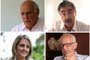 Em sentido horário, Lasier Martins, Olívio Dutra, Pedro Simon e Simone Leite, candidatos ao Senado nas eleições 2014