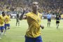 Brazil's Diego Tardelli celebrates his goal against Mexico during a friendly match in preparation for the Copa America Chile 2015 at Allianz Parque stadium in Sao Paulo, Brazil, on June 7, 2015. AFP PHOTO / Miguel SCHINCARIOL