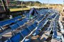  SANTA MARIA, RS, BRASIL, 14/063/2015 - Grêmio doou mil cadeiras do Olímpico para o Estádio dos Eucaliptos, do Riograndense. 500 já chegaram. (FOTO MAIARA BERSCH / AGÊNCIA RBS - ESPORTE)