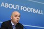  (FILES) - This file picture taken on October 15, 2015 at the European football's governing body headquarters in Nyon shows UEFA General Secretary Gianni Infantino during a press conference following an UEFA Executive meeting. Infantino is to stand for the presidency of FIFA after receiving the backing of the Executive Committee of European football's governing body on OCtober 26, 2015.      AFP PHOTO / FABRICE COFFRINIEditoria: SPOLocal: NyonIndexador: FABRICE COFFRINISecao: SoccerFonte: AFPFotógrafo: STF