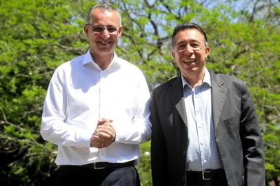  SANTA MARIA , RS , BRASIL , 03/10/2016Candidatos a prefeitura de Santa Maria , Jorge Pozzobom (PSDB) e Valdeci Oliveira (PT).FOTO JEAN PIMENTEL / AGÊNCIA RBS, GERAL