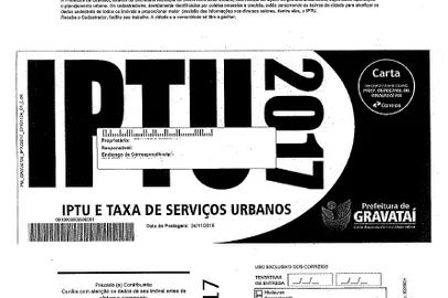 Boleto IPTU 2017 da prefeitura de Gravataí