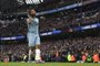 Manchester Citys Brazilian striker Gabriel Jesus celebrates after scoring their late winning goal during the English Premier League football match between Manchester City and Swansea City at the Etihad Stadium in Manchester, north west England, on February 5, 2017. Manchester City won the game 2-1.