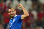Italys defender Giorgio Chiellini celebrates after scoring during the FIFA World Cup Qualifying group match Italy Vs Czech Republic on September 10, 2013 at Juventus Stadium in Turin. AFP PHOTO / GIUSEPPE CACACE