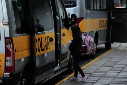  Apesar de uma lei rigorosa, com obrigatoriedade de registro e inspeções durante o ano, vans clandestinas que fazem transporte escolar de crianças e adolescentes CAXIAS DO SUL, RS, BRASIL 09/05/2017ainda circulam por Caxias do Sul. Pais precisam verificar detalhes antes de contratar o serviço como, por exemplo, a presença do adesivo de autorização do Detran, da faixa amarela na lateral externa e do tacógrafo. (Porthus Junior/Agência RBS)