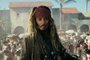 Pirata Jack Sparrow, personagem de Johnny Depp, no quinto filme da franquia "Piratas do Caribe". Piratas do Caribe: A Vingança de Salazar 