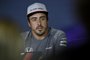 McLarens Spanish driver Fernando Alonso sits during a press conference at the Circuit de Catalunya on May 11, 2017 in Montmelo on the outskirts of Barcelona ahead of the Spanish Formula One Grand Prix. / AFP PHOTO / LLUIS GENE