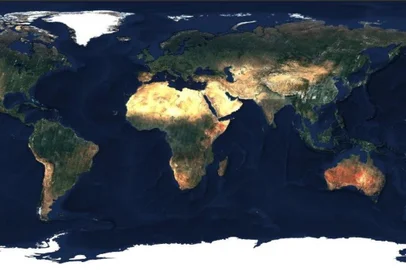 Tipo o Google Earth, mas sem as habituais nuvens atrapalhando a visão. Com base em imagens de satélites da Agência Espacial Europeia (ESA), uma empresa alemã publicou um mapa-múndi que revela uma versão bem mais verde da Terra. Para garantir a melhor vista da vegetação, foi feita uma colagem de fotos capturadas durante o verão de cada hemisfério. Ao todo, mais de 80 trilhões de pixels permitem chegar bem pertinho de pontos como a floresta amazônica.