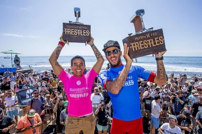 Felipe Toledo and Silvana Lima of Brazil are the 2017 Champions of the Hurley Pro at Trestles, Ca, USA.